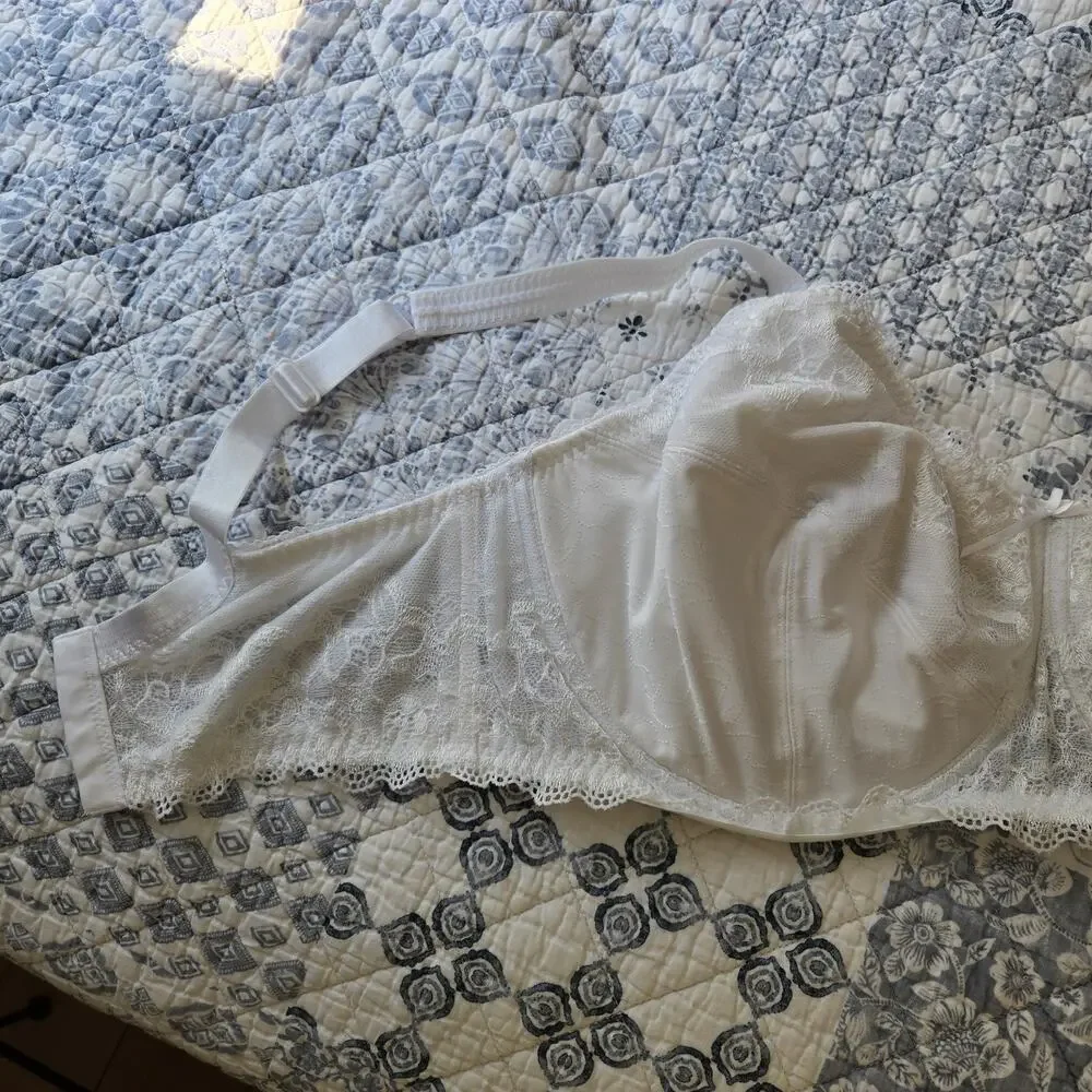 Amoena Amanda 42DDD White Floral Lace Underwired Full Coverage Mastectomy Bra